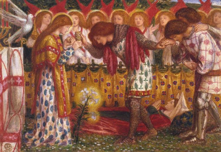 Dante Gabriel Rossetti How Sir Galahad,Sir Bors and Sir Percival were Fed with the Sanc Grael But Sir Percival's Sister Died by the Way (mk28)